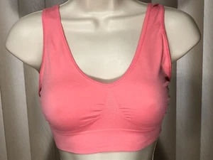 Rhonda Shear Cropped Wireless Bralette M Pullover Bra Coral 9588 - Picture 1 of 5