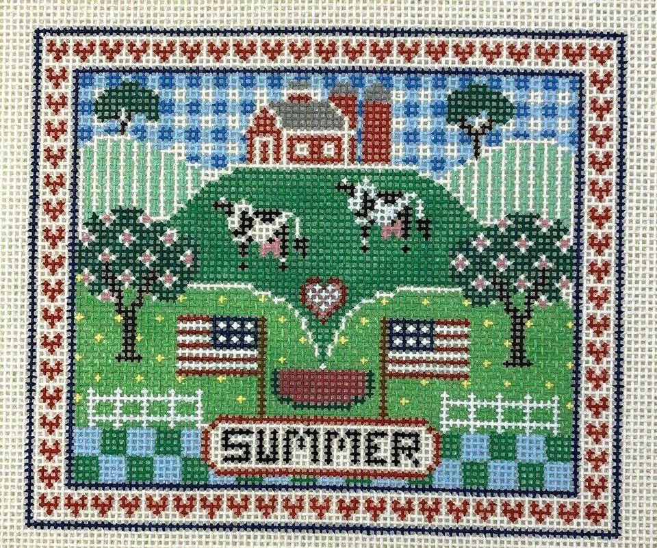 Susan Treglown Needlepoint Design Summer Hand Painted Canvas 11 x 12 - Image 1 of 4