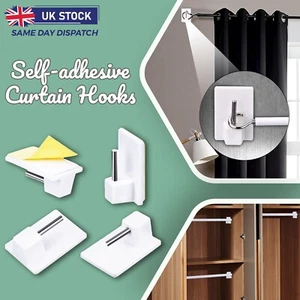 Self Adhesive Hooks, Net Curtain Hooks Plastic Sticky Hooks Key Pendant Door - Picture 1 of 17