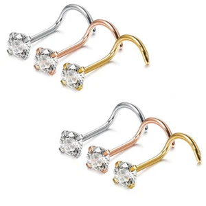 1x Acier Inoxydable Cristal Piercing Nez Anneau Nez Stud Anneaux Bijoux De Corps - Picture 1 of 11