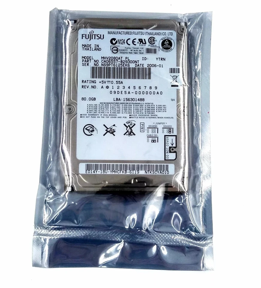 Fujitsu 80GB 4200 RPM,2.5" IDE PATA Hard Drive - Image 1 of 2