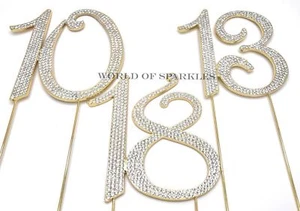 120 mm Gold Diamant Kuchen Pick Topper funkelnde Zahlen für Party Jubiläum UK - Bild 1 von 29
