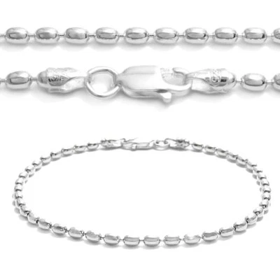925纯银3毫米椭圆形珠链项链或手链300规 — 第 1/4 张图片