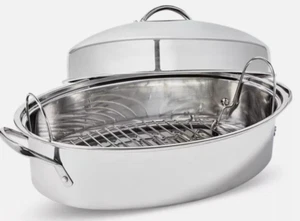 The Cellar Stainless Steel 8-Qt Covered Oval Roaster with Rack - Picture 1 of 2