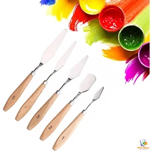 Set 5 Pezzi Coltelli Pittura Acciaio Inox Palette Coltelli Raschietto Pittura Colore Olio - Foto 1 di 5
