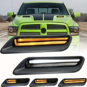 Sequential LED Hood Bezel Trim Driving Light For 2010-22 Dodge Ram 1500 Classic - Picture 1 of 8