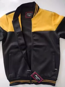 Maximos USA by R&B Varsity Jacke Herren S Premium klassisch Reißverschluss schwarz gelb neu mit Etikett - Bild 1 von 12