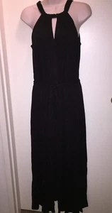 ANN TAYLOR Sleeveless Maxi Dress BLACK Keyhole Neckline Belted Size M NEW Tags - Picture 1 of 11