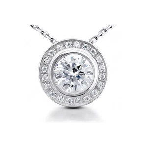 Colgante con halo de platino de diamantes extraídos en tierra corte redondo F/VS2 2,29 ctw - Imagen 1 de 5