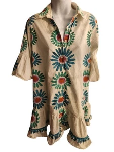 LA Double J White Floral Choux Mini Dress Size M - Picture 1 of 7