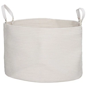 Cesto Portabiancheria Pieghevole con Manici 88L Ø56x35.5 cm in Cotone Naturale - Foto 1 di 9