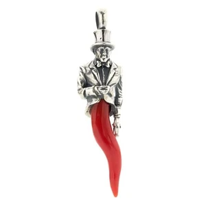 925 Silber Buckel Anhänger Horn rote Koralle natur Unisex Anhänger - Bild 1 von 3