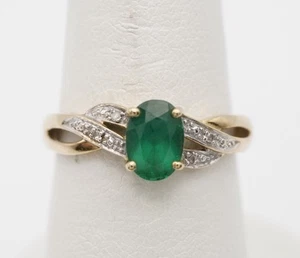 Ring 10 Karat Gelbgold Smaragd & Diamant. Größe 7,25… 1,7 Gramm. - Bild 1 von 14