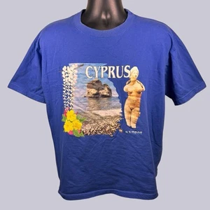 Camiseta De Colección Años 90 Chipre Grecia Kynpoe Gráfico Azul Manga Corta Para Hombre Grande - Imagen 1 de 7
