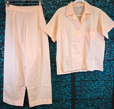 JUEGO DE PIJAMA HEREDERA DE COLECCIÓN PARA MUJER 38 BOTÓN MELOCOTÓN MANGA CORTA A PRESIÓN 2 PIEZAS SALÓN Foto 1 de 4