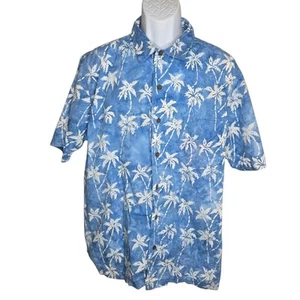 Lands End Herren Tropical Palme Hemd Größe Large Resort Strand Urlaub Aloha - Bild 1 von 8