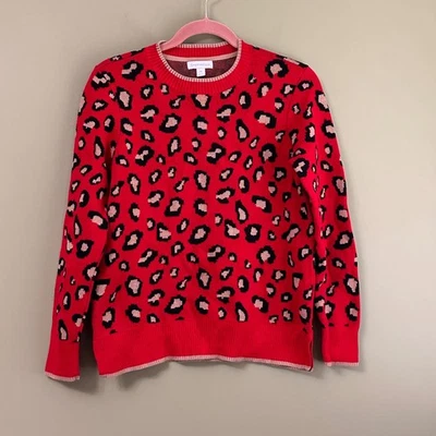 Suéter Charter Club Rojo Animal Estampado Leopardo Cuello Redondo Manga Larga - Talla M Foto 1 de 4