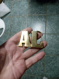 Vintage AL Name Cut Out Block Buchstaben massiv Messing Gürtelschnalle - Bild 1 von 2