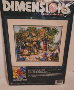 Dimensions Ribbon Embroidery Kit The Potting Shed Vintage 1998 New  - Picture 1 of 6