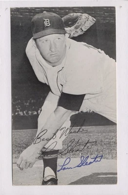 1957 Graphic Arts Baseball Postcard Lou Sleator Detroit Tigers  Autograph Front - Image 1 of 2