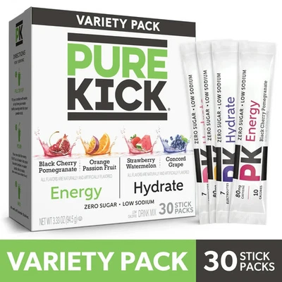 Pure Kick Energy & Hydration Powder Drink Mix Variety Pack, 30 Count Packets - Image 1 of 3