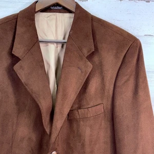 Chaps Ralph Lauren Brown Suede Microfiber Blazer Jacket Sport Coat Mens Size 42T - Picture 1 of 18
