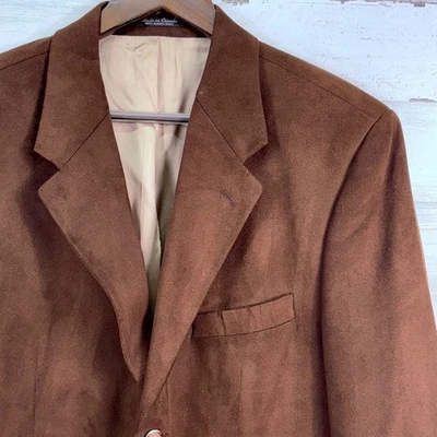Chaps Ralph Lauren Brown Suede Microfiber Blazer Jacket Sport Coat Mens Size 42T - Image 1 of 4
