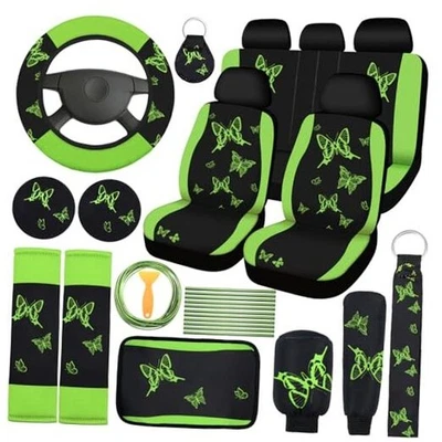  Juego completo de 43 piezas de accesorios de coche mariposa para mujer 5 verdes Foto 1 de 4