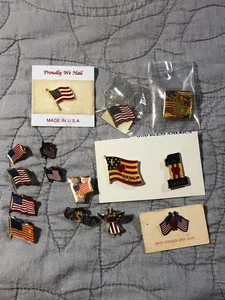 Brooch & Lapel Pin Lot of 15 Some NEW Some Vintage Patriotic USA Flag & More - Picture 1 of 6