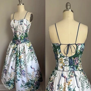 Vintage 80’s does 50’s Open Tie Back Roses Sundress Sun Dress XS Small - Picture 1 of 8