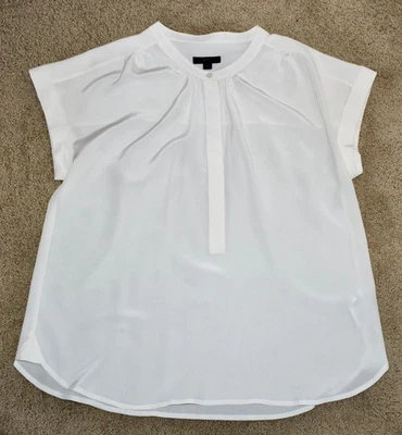 J Crew Ivory Silk Blouse Women M - Image 1 of 4