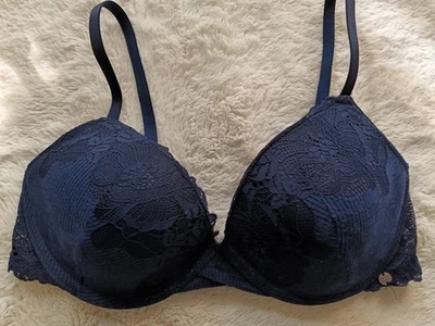 Sujetador Lucky Brand para mujer 36C azul con aros ligeramente forrado encaje logotipo ajustable B4 Foto 1 de 4