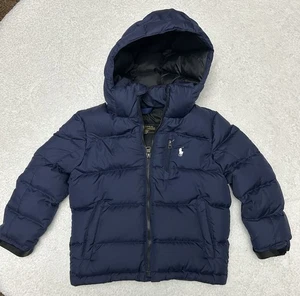 Chaqueta acolchada Polo Ralph Lauren para niños talla 5 azul marino con capucha a presión - Imagen 1 de 11