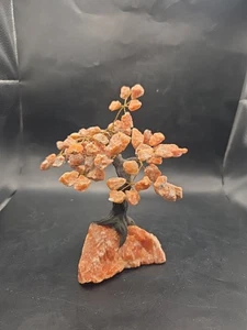 Oranger Calcit Bonsai Lebensbaum Stein Kupferdraht - Bild 1 von 11