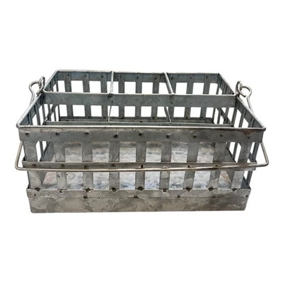 Carrito de metal galvanizado cesta con mango utensilio servilleta condimentos granja Foto 1 de 4