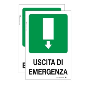 Cartello Adesivo Uscita di sicurezza sotto 20x30 cm (2 pezzi) - Foto 1 di 5