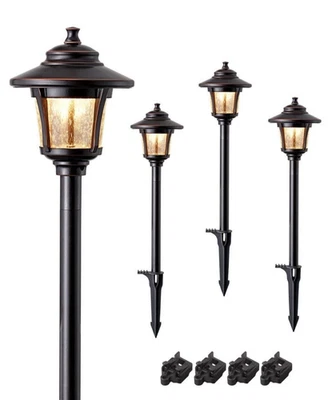 EDISHINE Luces de Paisaje de Bajo Voltaje Luces LED de Camino con Conectores 4 Piezas Foto 1 de 4