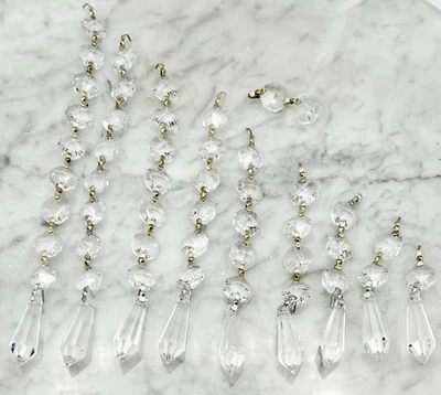 Crystal Chandelier 56 Pieces Teardrops Prism Balls Gold Tone - Image 1 of 4