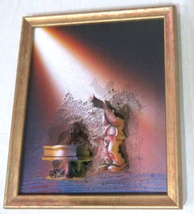 wandbild 3d musiker klavier auf leinen mit holzrahmen 25x30cm - Bild 1 von 10