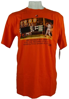 Camiseta masculina grande e alta Baltimore Orioles MLB Majestic "#8 Cal Ripken Jr" - Imagem 1 de 4