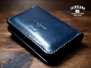 Saddle Leather Credit Card Case / Hand Sewing / Hand Dyed / From Japan - Picture 1 of 9