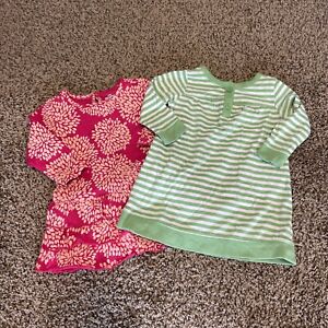 Old Navy Lot 2 Baby Girl's Multicolored Long Sleeve Dresses Size 6-12 Months