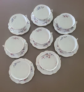 8 HAMMERSLEY BONE CHINA PÁJARO DEL PARAÍSO 2 TAZAS Y PLACAS INFERIORES AMOROSAS CON MANGO - Imagen 1 de 23
