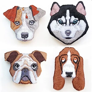 Brooch Pin Embroidery Cartoon Lifelike Husky Basset Hound Jack Russell Bull Dog - Picture 1 of 22