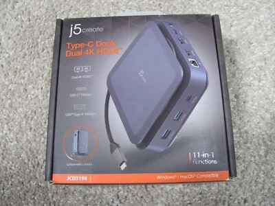 Brand New J5create 11-in-1 Functions Type-C Dock with Dual 4K HDMI (JCD3198) - Image 1 of 4