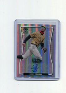 2020 Leaf Metal Draft Silver Prismatic Autographs Leody Taveras Rookie Auto