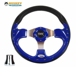 Super Sport Blue Club Car Precedent Golf Cart Steering Wheel w/ Adapter - Picture 1 of 4