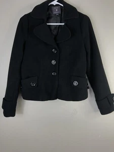 FOREVER 21 Womens M Black Felted Jacket Lined - Picture 1 of 7