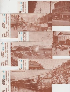 Stamps 20c train on Glenelg Tram Jubilee set 6 tickets old gum tree postmarks - Picture 1 of 2