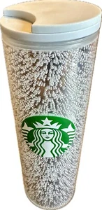 Starbucks Holiday 2020 Platinum Silver Bubble Travel Tumbler 16oz Twist Top Open - Picture 1 of 9